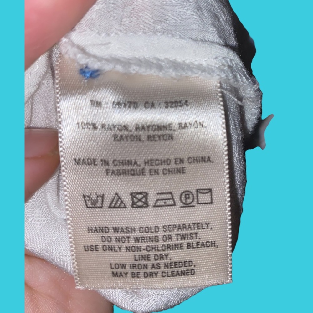 Maeve Anthropologie thin lightweight rayon summer 3/4 sleeve button up top sz 8 - Picture 6 of 7